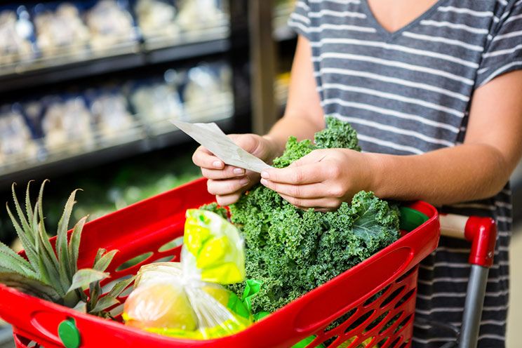 woman with grocery list