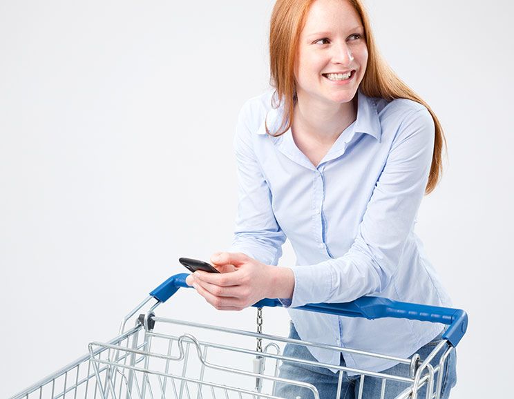 woman with a shopping cart