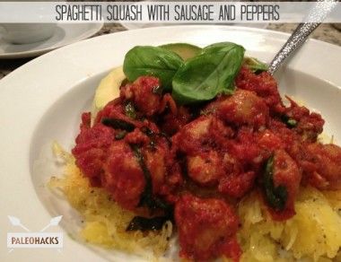 spaghetti squash with sausage and peppers paleohacks