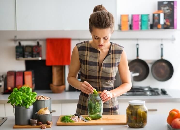 woman making pickles