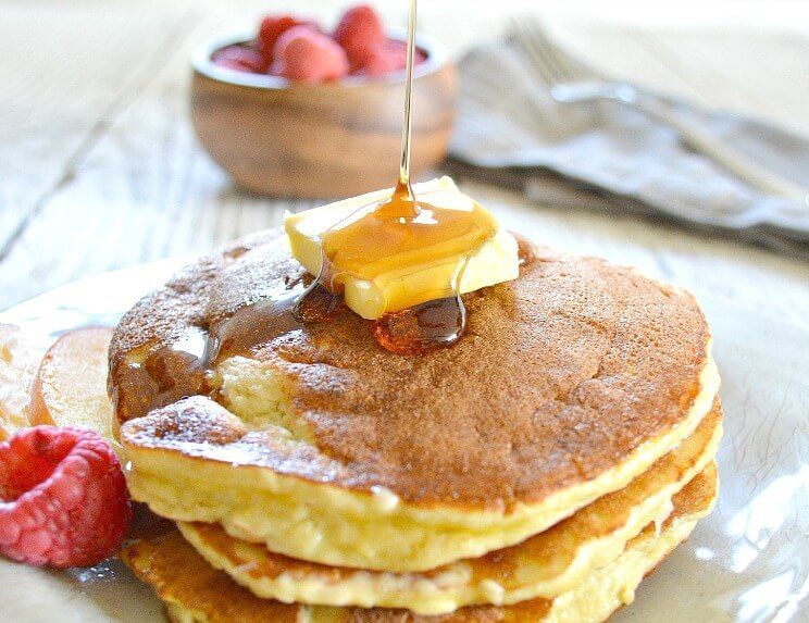 coconut flour pancakes with maple syrup