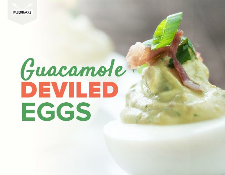 guacamole deviled eggs image with text