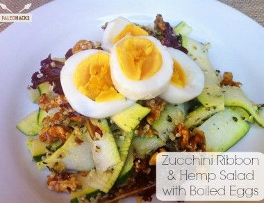 Zucchini Ribbon and Hemp Salad with Boiled Eggs