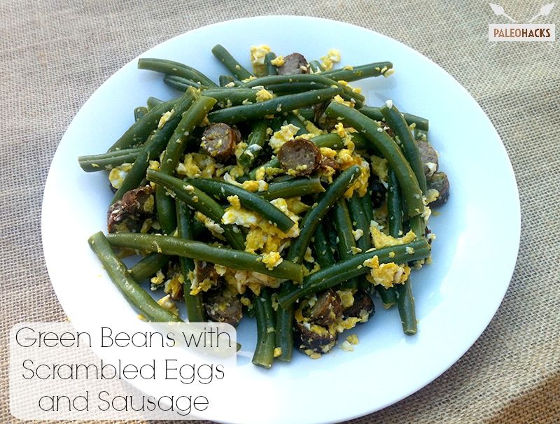 Green Beans with Scrambled Eggs and Sausages