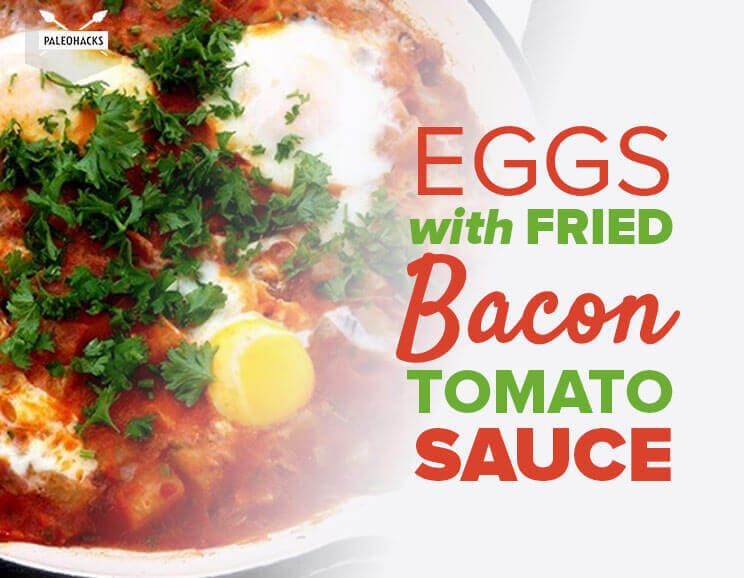 eggs with fried bacon tomato sauce title card