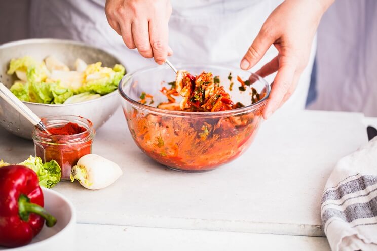 making kimchi