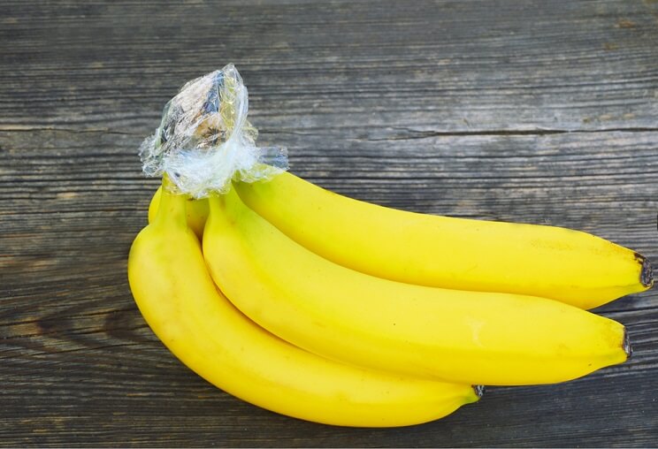 bananas with plastic wrap