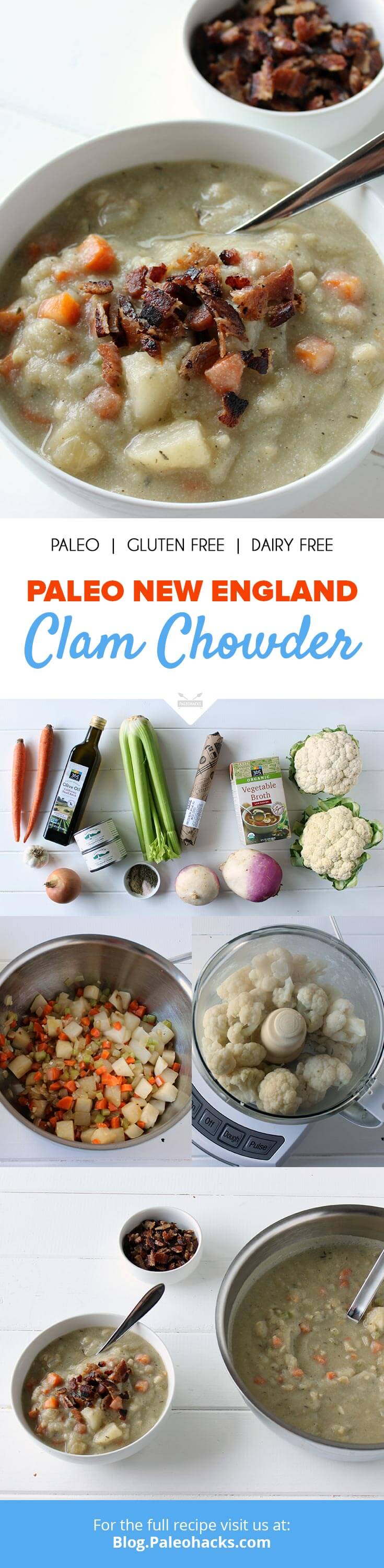 There's nothing like a hot bowl of soup on a breezy day, and nothing screams summer quite like a creamy Paleo New England clam chowder.