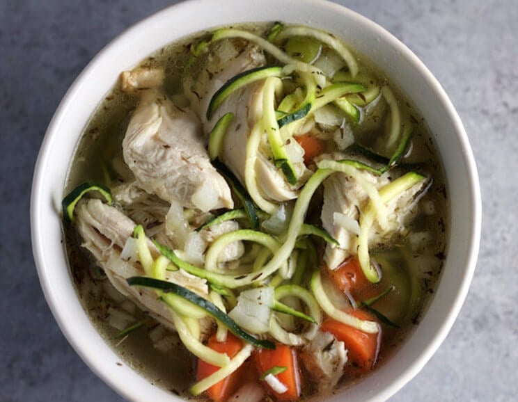 Try this tasty Crock Pot Chicken Noodle Soup recipe with zucchini noodles and fresh herbs. The best part, it's made in a slow cooker!