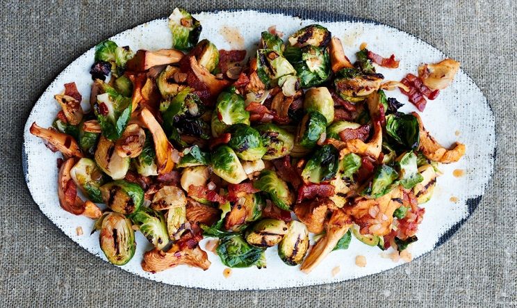 grilled-brussels-sprouts-with-chanterelles