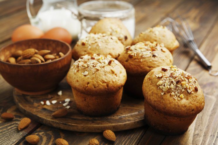 muffins with almonds on the table
