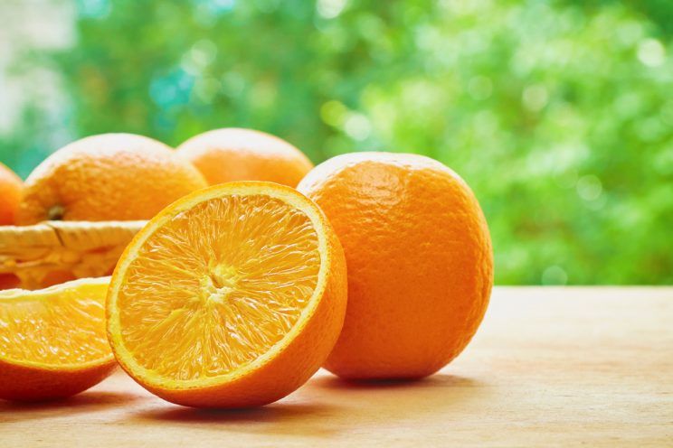 oranges on a table outside