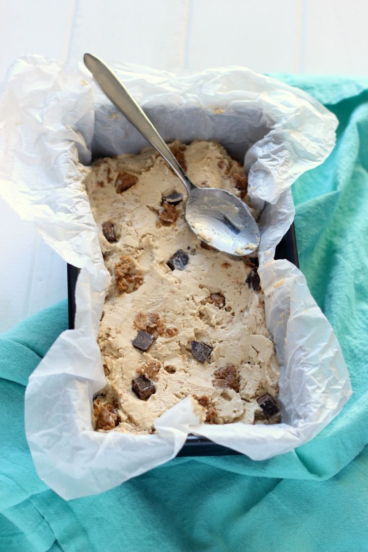 cookie dough ice cream in rectangular mold