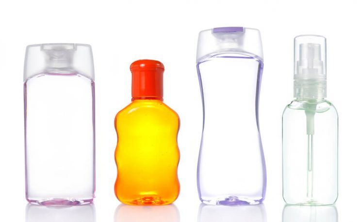 four type of transparent bottles