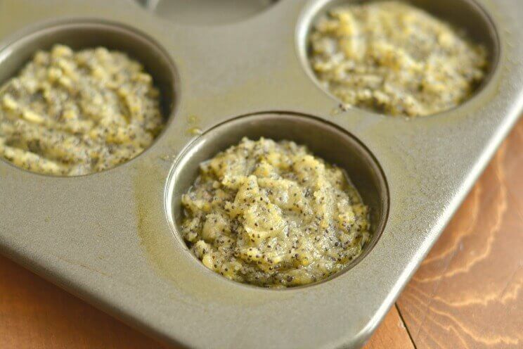 muffin batter in muffin tin