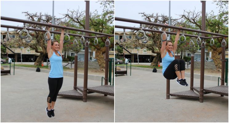 hanging knee pull playground exercise