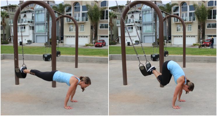 knee pulls on swingset