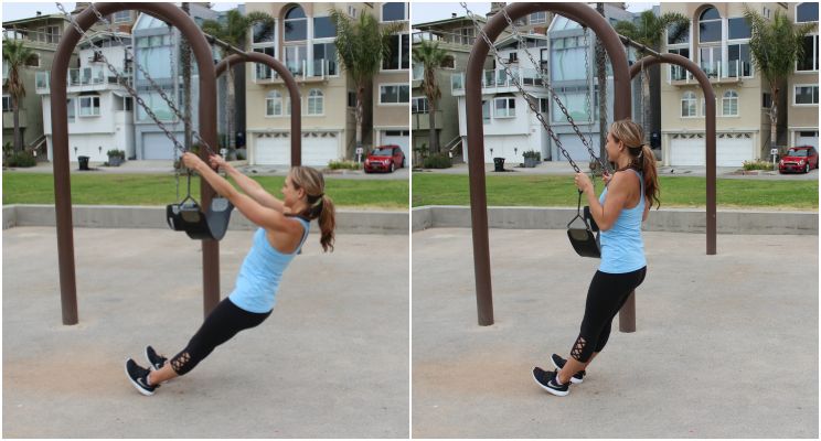 row exercises on park swing