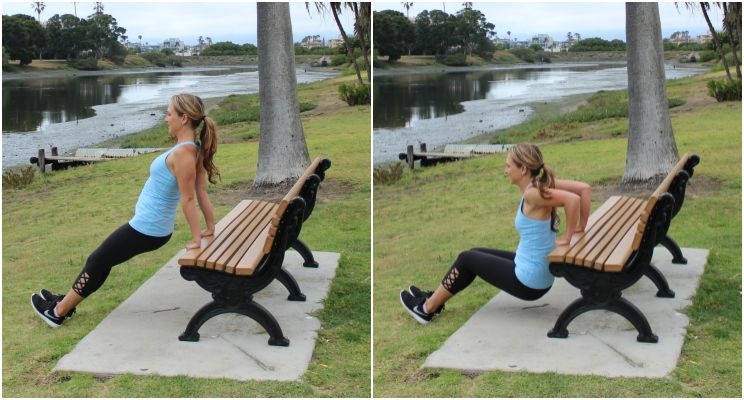 tricep dips on park bench