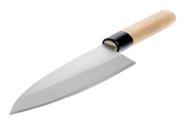 deba knife on white background