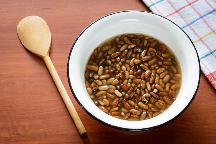 beans soaking in a bowl