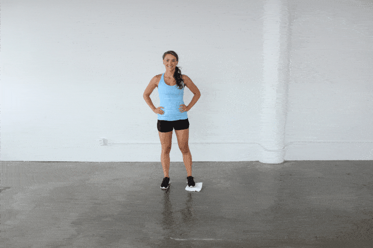 side lunge exercise with towel