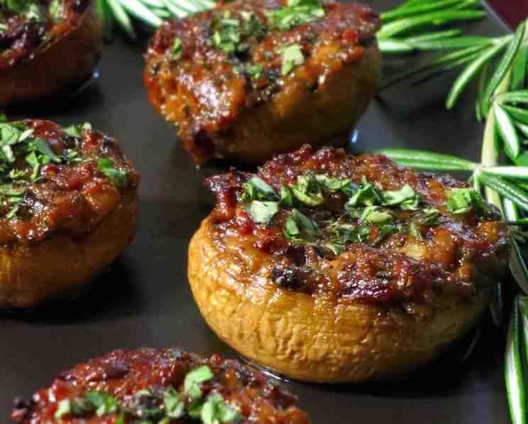 basil bacon stuffed mushrooms