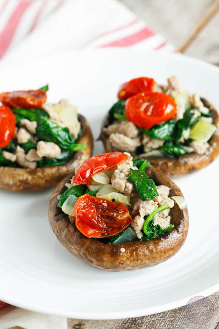 turkey and spinach stuffed mushrooms