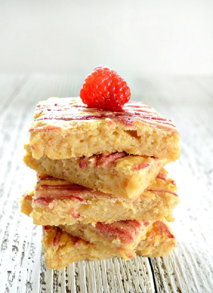 raspberry lemon swirl bars stacked