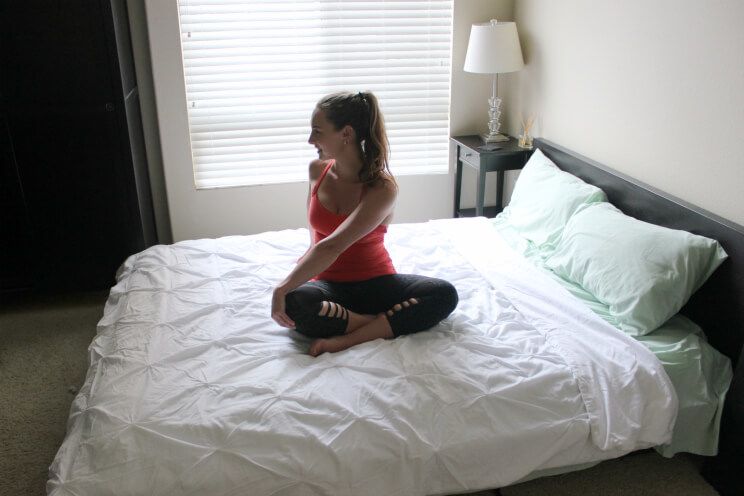 seated spinal twist in bed