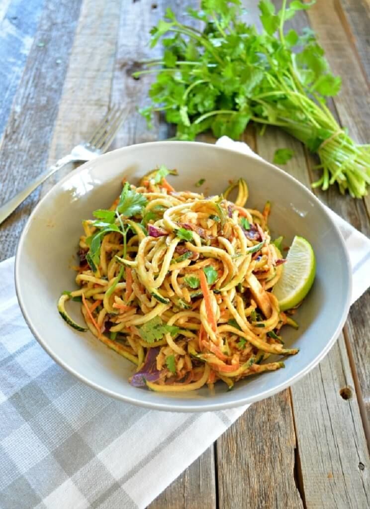 sesame almond zucchini noodles