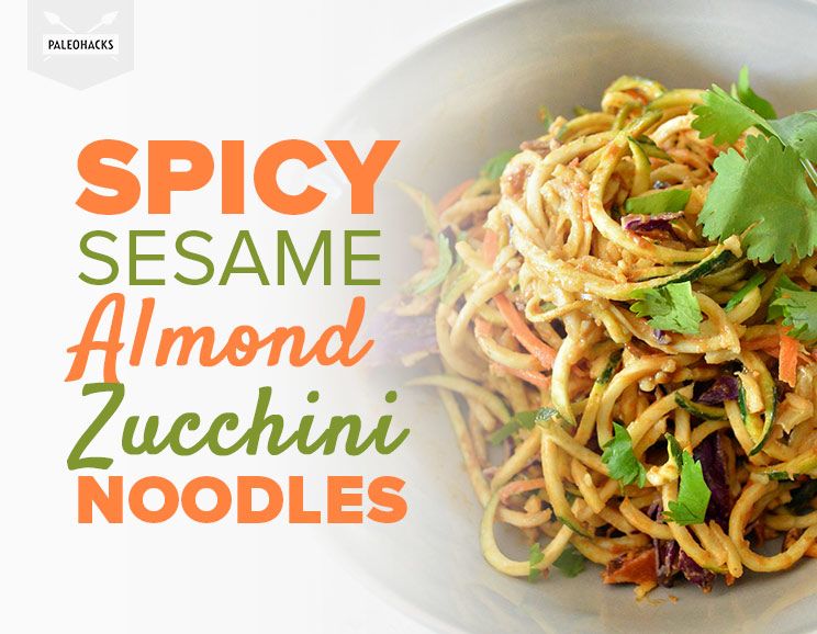 sesame almond zucchini noodles title card