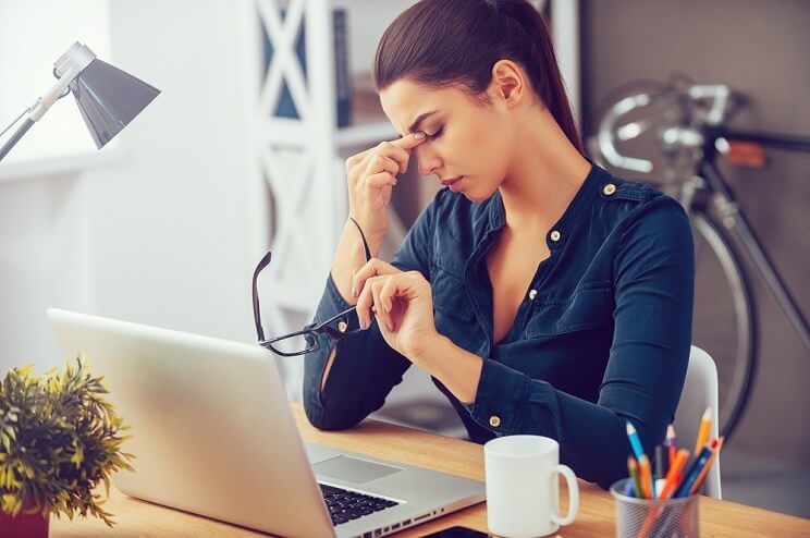 emotional girl behind computer