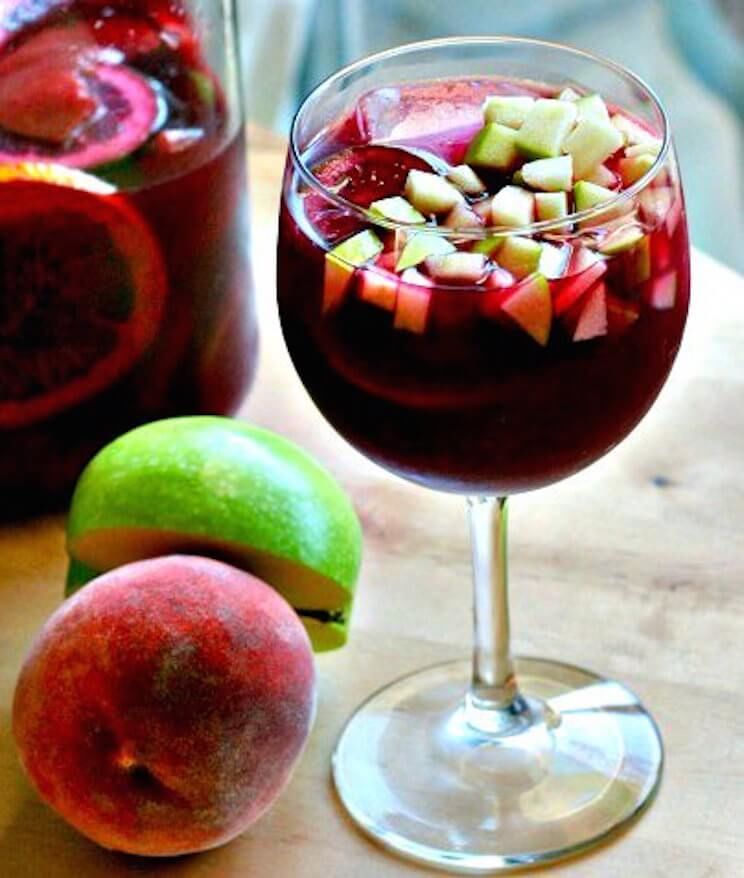 fruity sangria in a wine glass
