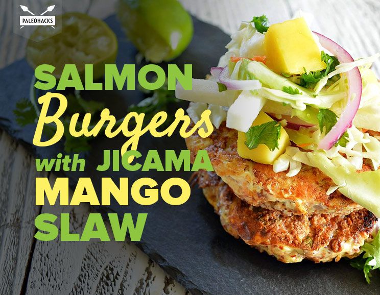 Salmon Burgers with Mango Jicama Slaw 3