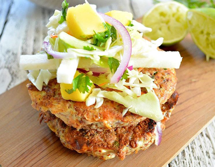 Salmon Burgers with Mango Jicama Slaw 2