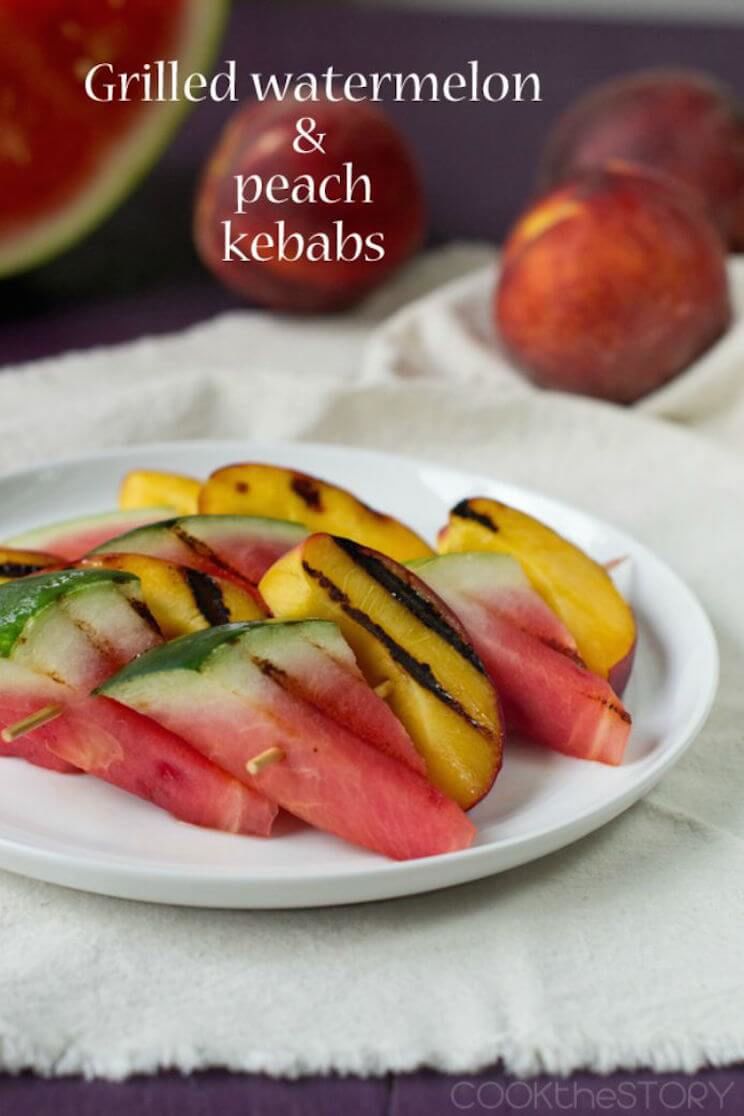 grilled peach and watermelon kabobs