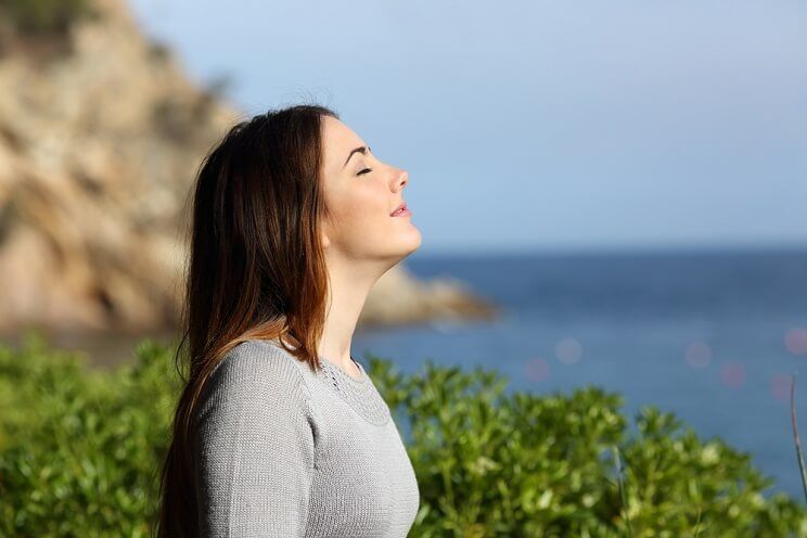 woman breathing