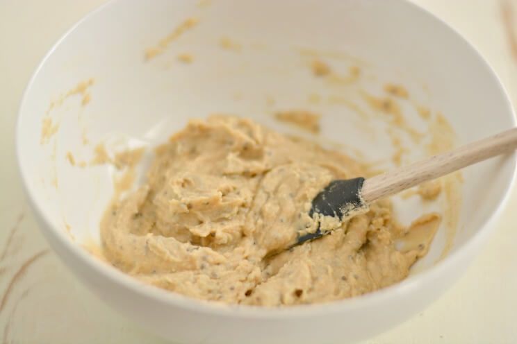 cookie dough ingredients mixed together in a bowl