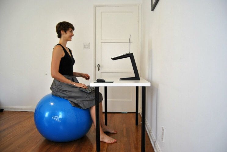 exercise ball as a desk chair