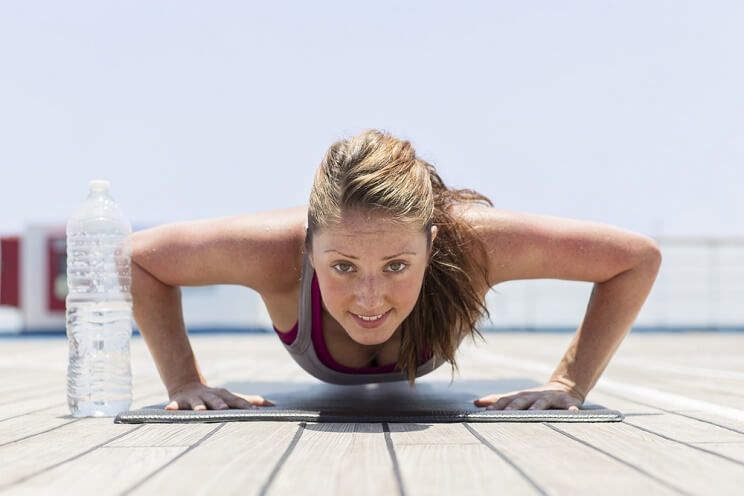 woman doing a push-up