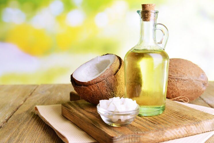 coconut oil in liquid and solid forms