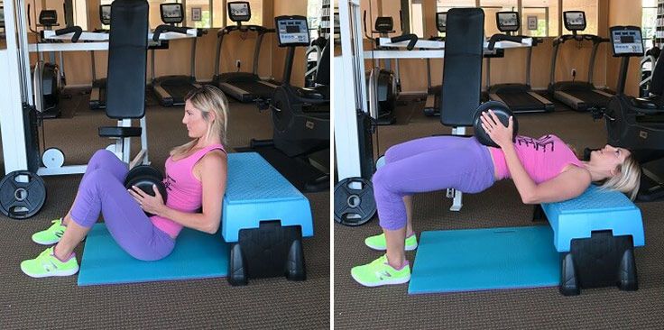 Weighted Glute Bridges with Shoulders on Bench