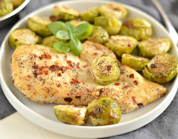 maple dijon chicken & brussels sprouts featured image