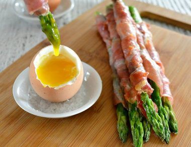 Prosciutto-Wrapped Asparagus Dipped in Soft Boiled Eggs 1