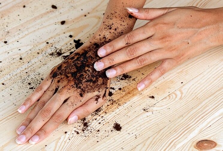 coffee grounds hand scrub