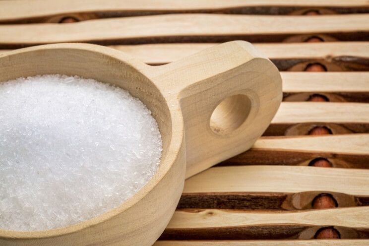 epsom salt in a wooden jar