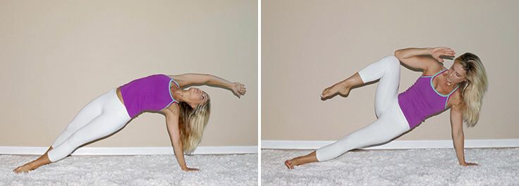 side plank reach and crunch