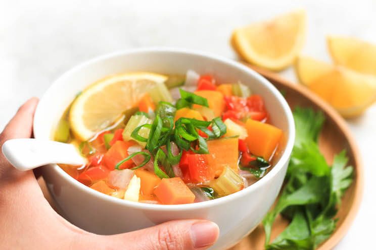 healthy rainbow vegetable soup