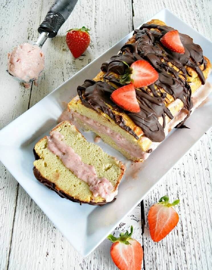 Paleo strawberry banana ice cream cake
